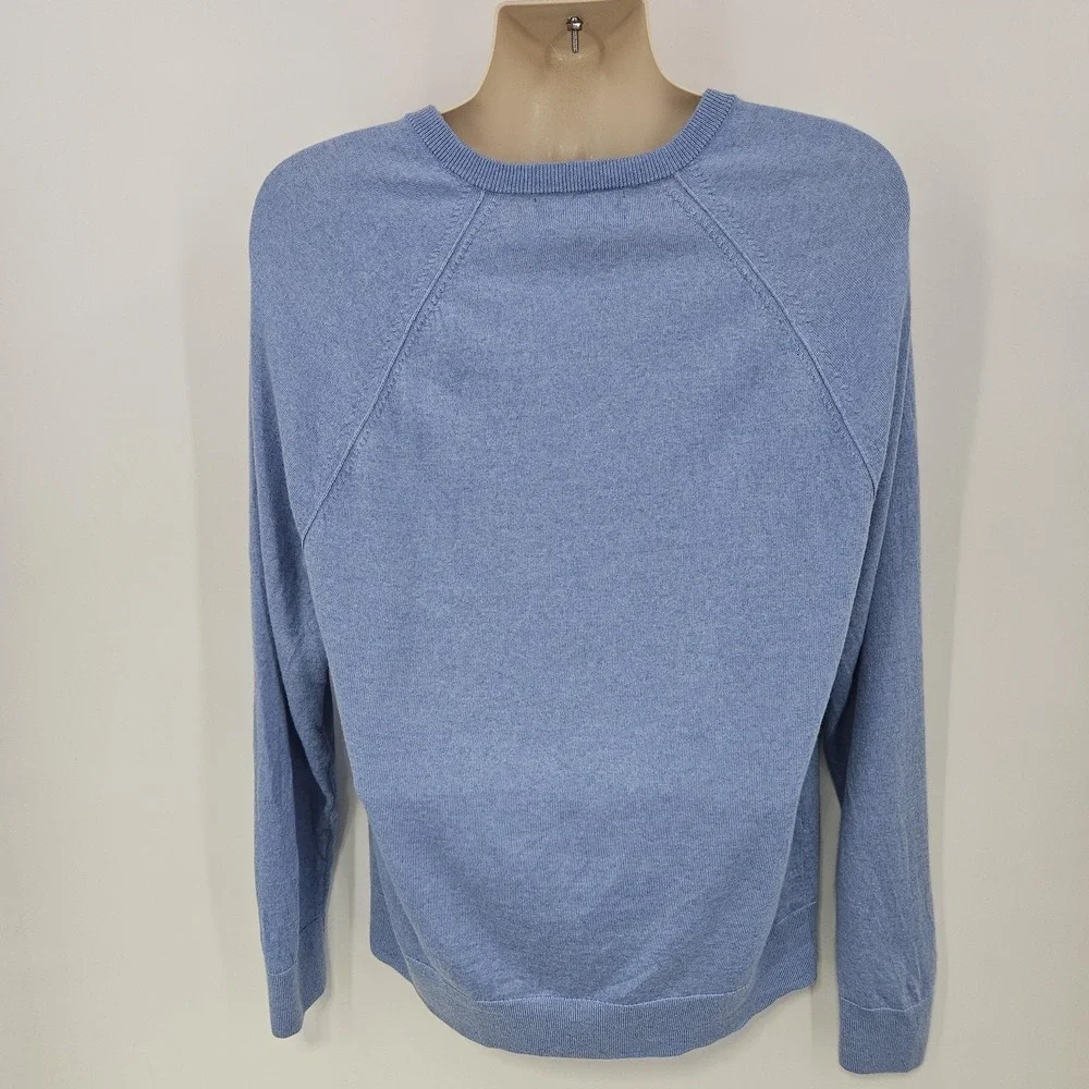 Banana Republic Sweater Mens XL Light Blue Italian Merino Wool Crewneck Pullover